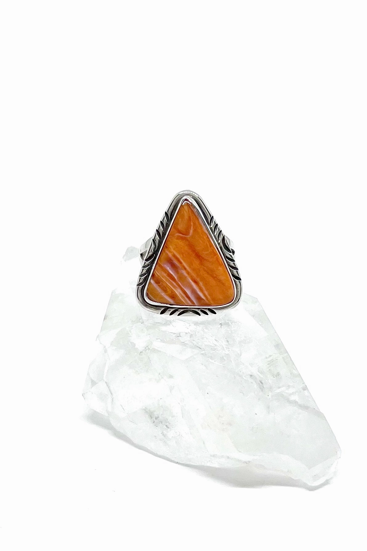 Navajo Orange Spiny Shell Triangle Ring (Size 7)