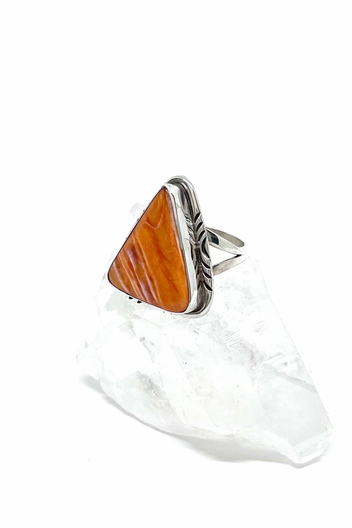 Navajo Orange Spiny Shell Triangle Ring (Size 7)