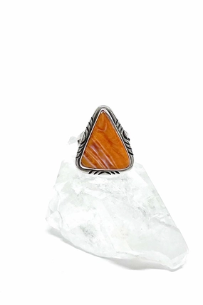 Navajo Orange Spiny Shell Triangle Ring (Size 7)