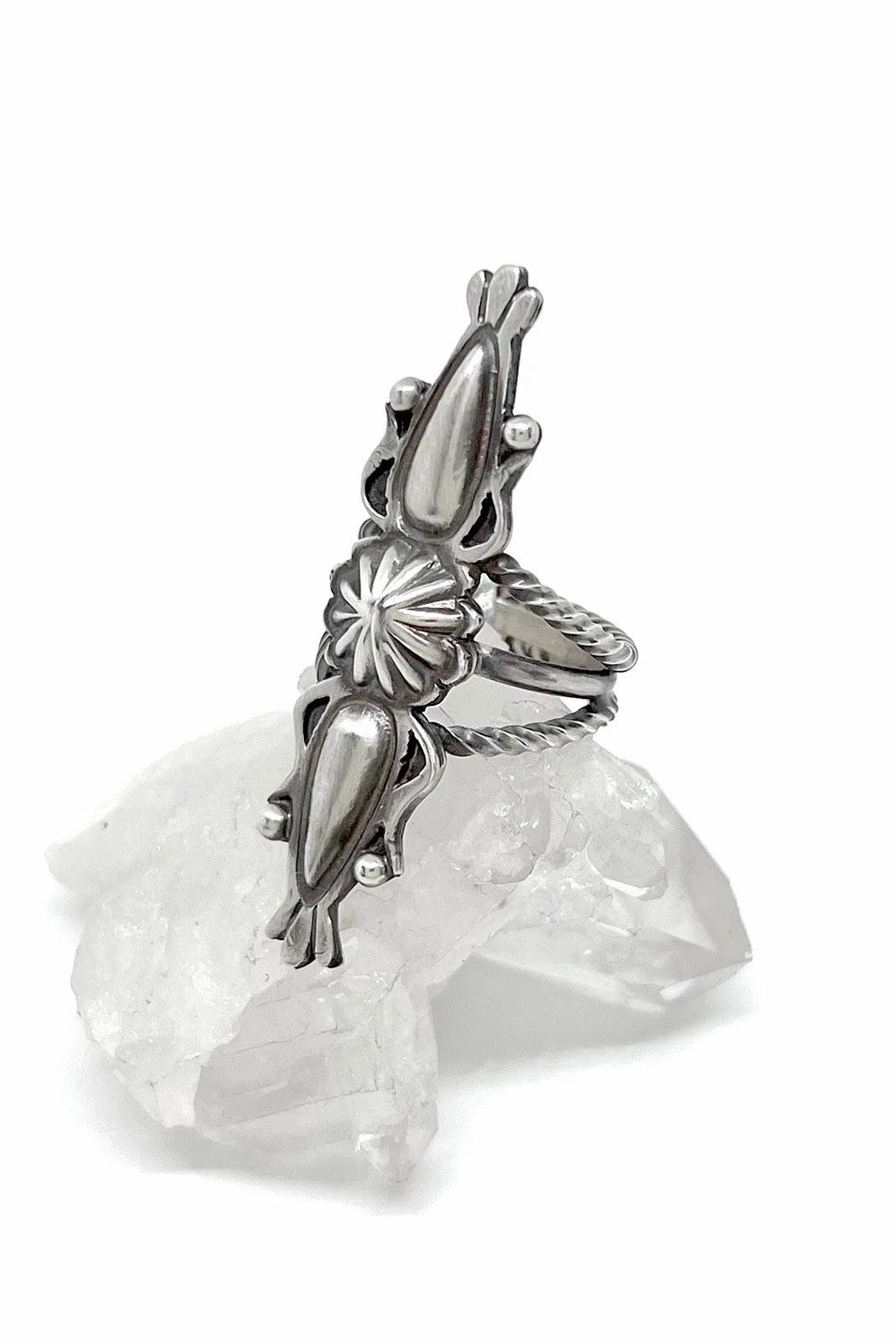 Navajo Oxidized Sterling Silver Repousse Ring (Size 6)