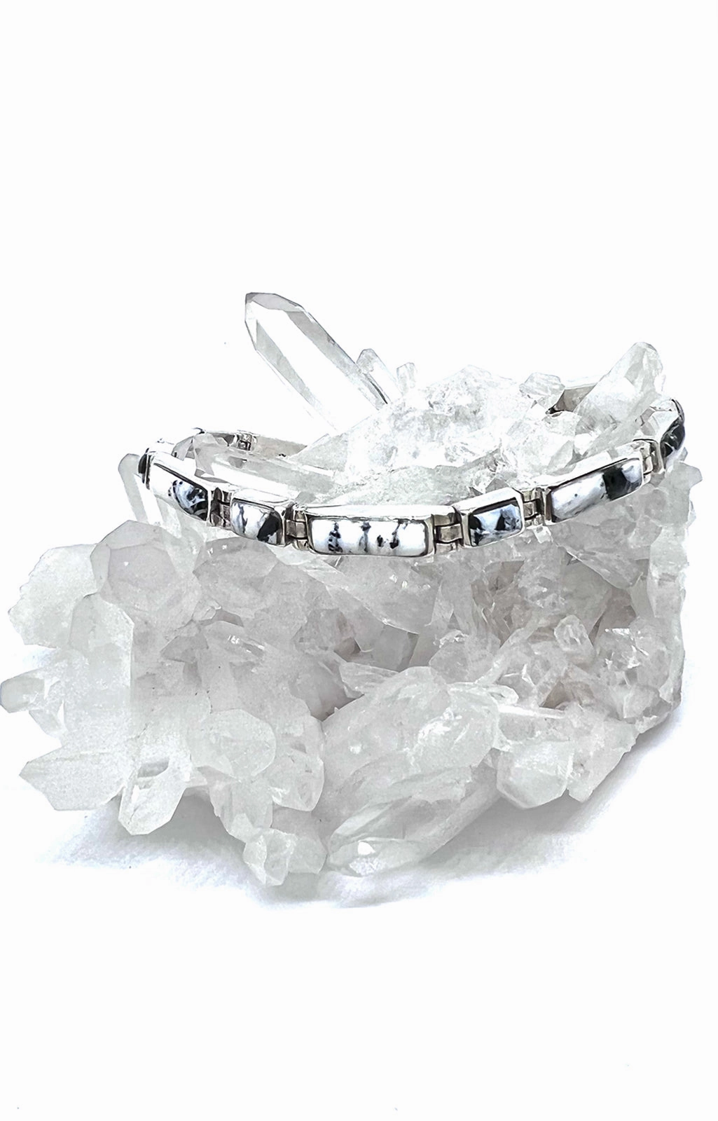 Navajo White Buffalo Sterling Silver Link Bracelet