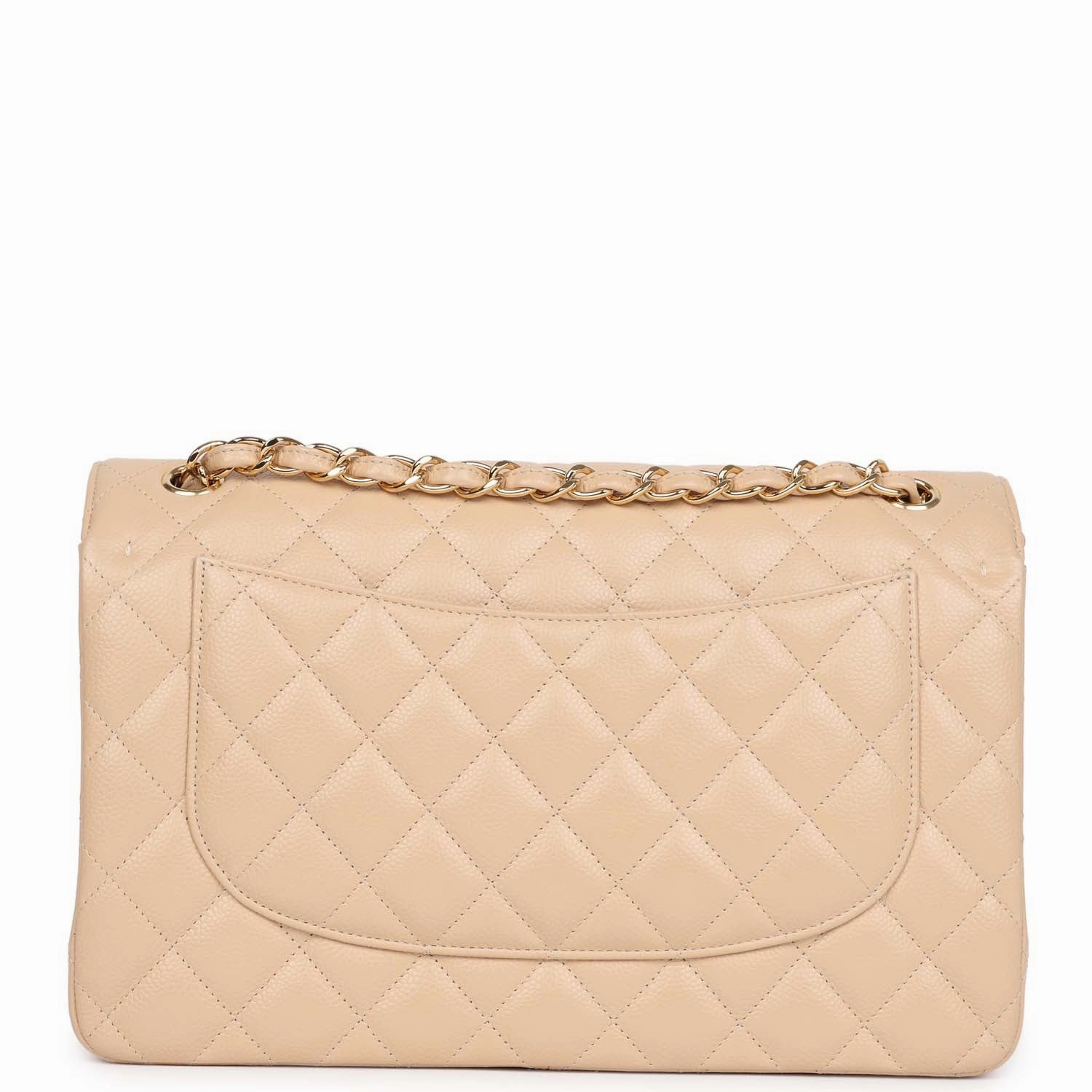 New Chanel Jumbo Classic Double Flap Bag Light Beige Caviar Gold Hardware
