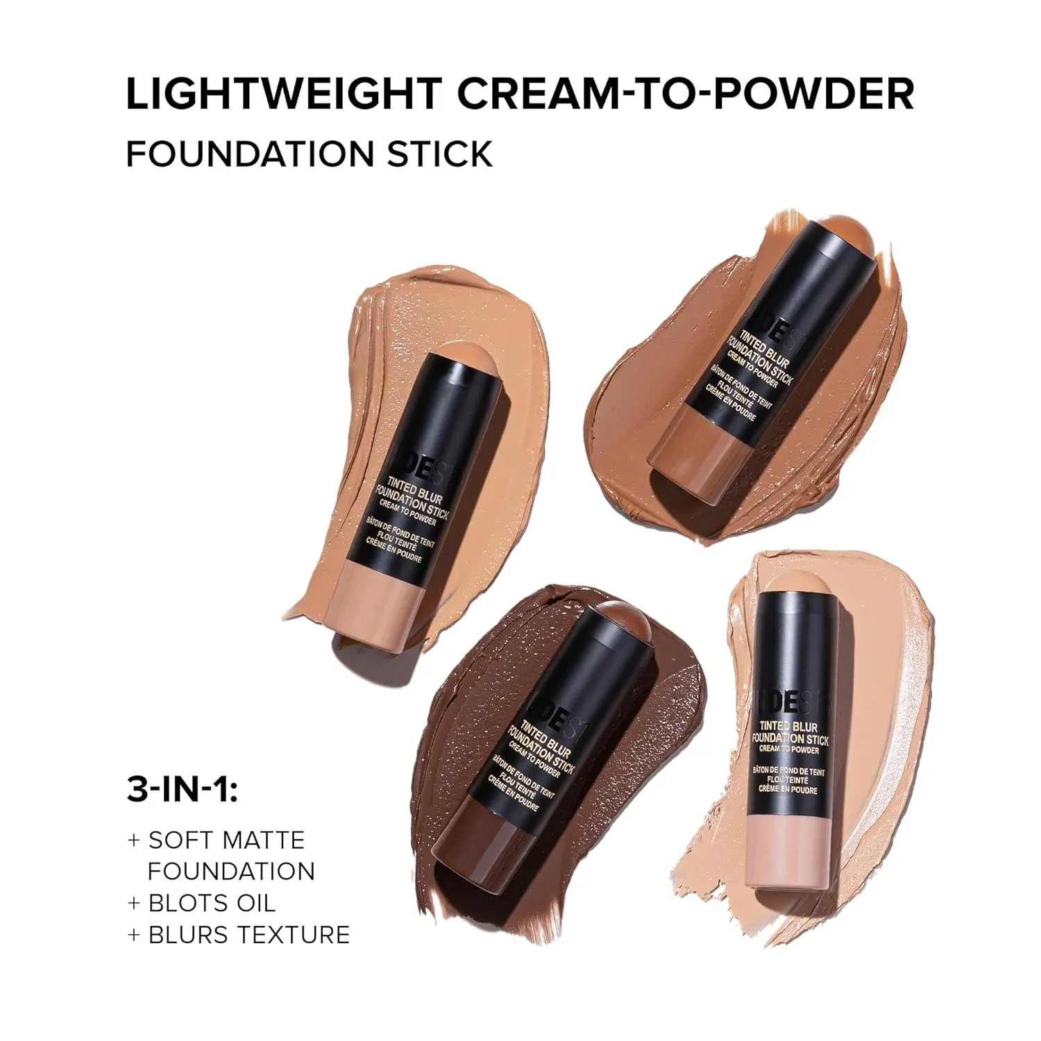 Nudestix Nudies Tinted Blur Foundation Stick, Matte Cream Powder Multitask Makeup to Tint, Blur, Blot Skin and Sculpt Face, Lightweight, Natural Matte Finish, 0.2 fl oz (6.2 g)