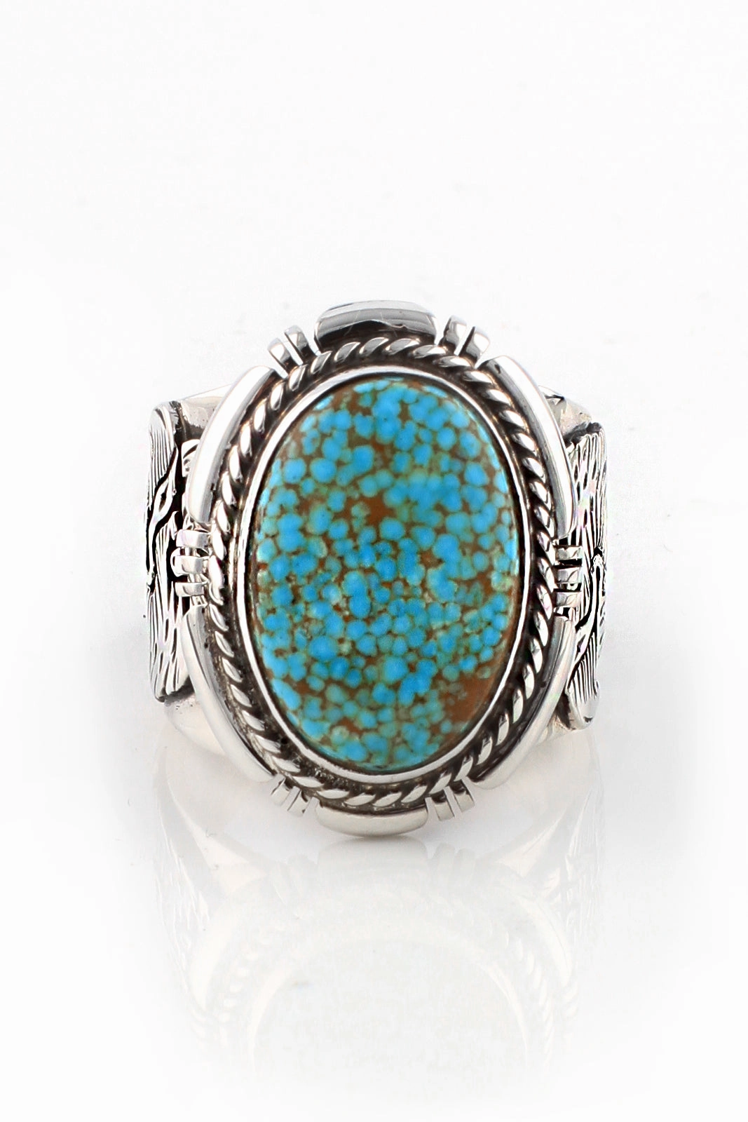 Number 8 Turquoise Navajo Men's Ring (Size 11.5)
