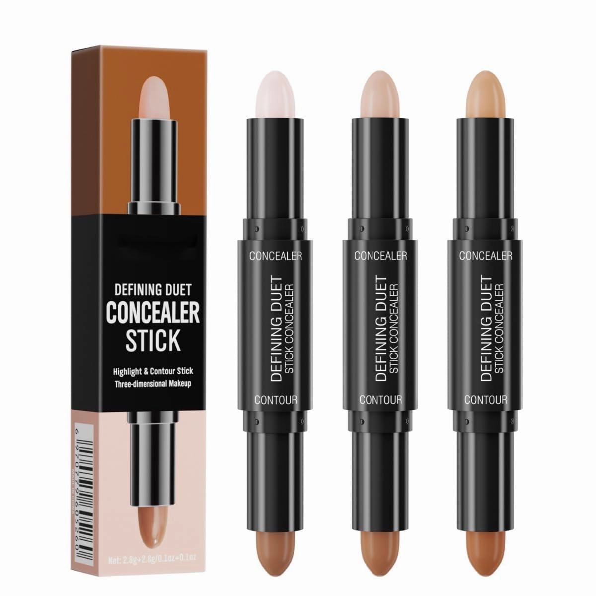 Ofanyia 2 IN 1 Contour Stick Makeup, Dual-Ended Cream Highlighter & Contour Bronzer Stick, Long Lasting Waterproof Cream Bronzer & Highlighter Stick (3 Colors)