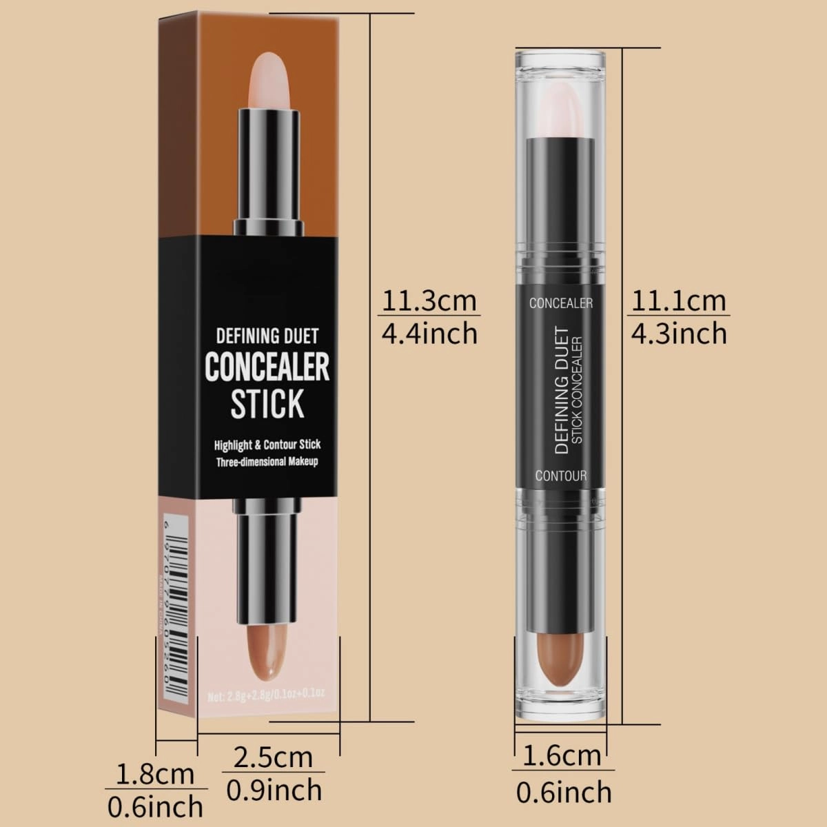 Ofanyia 2 IN 1 Contour Stick Makeup, Dual-Ended Cream Highlighter & Contour Bronzer Stick, Long Lasting Waterproof Cream Bronzer & Highlighter Stick (3 Colors)