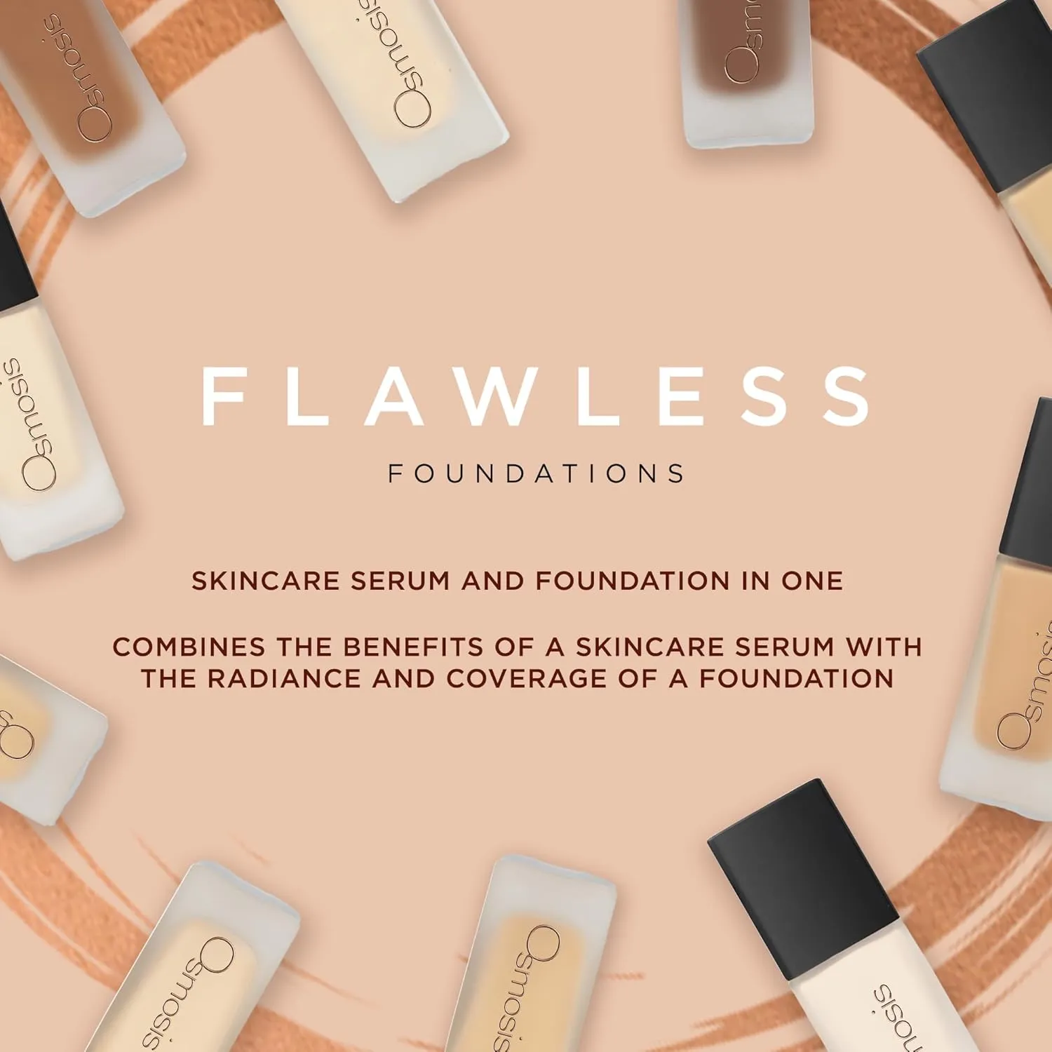Osmosis Flawless Foundation, Lightweight Liquid Makeup, Medium To Full Coverage, Matte Finish, 10 Shades, 1 Fl Oz