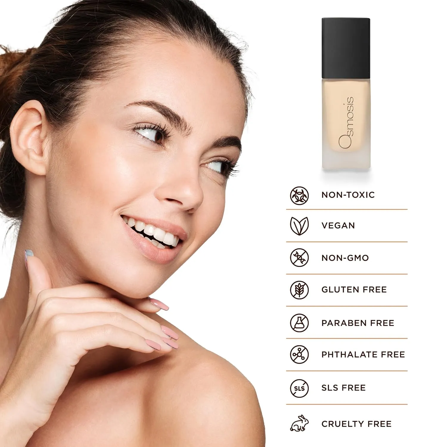 Osmosis Flawless Foundation, Lightweight Liquid Makeup, Medium To Full Coverage, Matte Finish, 10 Shades, 1 Fl Oz