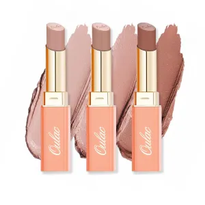Oulac Nude Hydrating Lipstick Set For Women High Impact Lipcolor Tinted Lip Balm, Nourishing, Satin Finish, Moisturizing Creamy Formula, Vegan Clean Beauty Sensual Glow Rich Crème 01 02 04(SET 1)