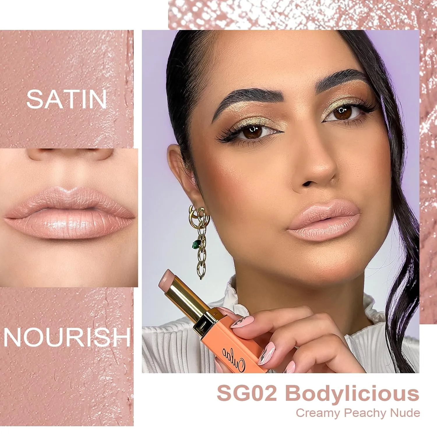 Oulac Nude Hydrating Lipstick Set For Women High Impact Lipcolor Tinted Lip Balm, Nourishing, Satin Finish, Moisturizing Creamy Formula, Vegan Clean Beauty Sensual Glow Rich Crème 01 02 04(SET 1)