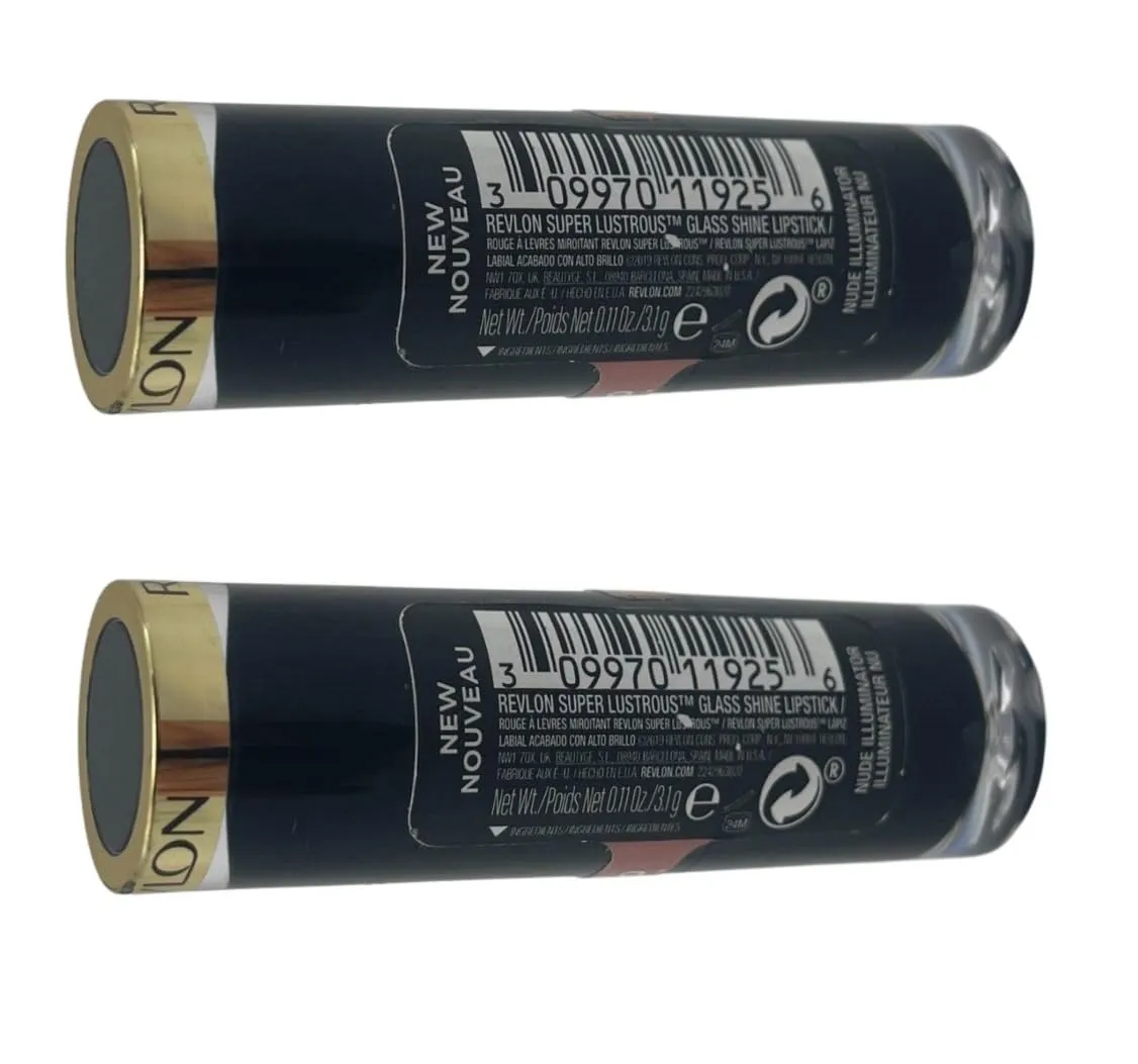 Pack of 2 Revlon Super Lustrous Glass Shine Lipstick, Nude Illuminator 020