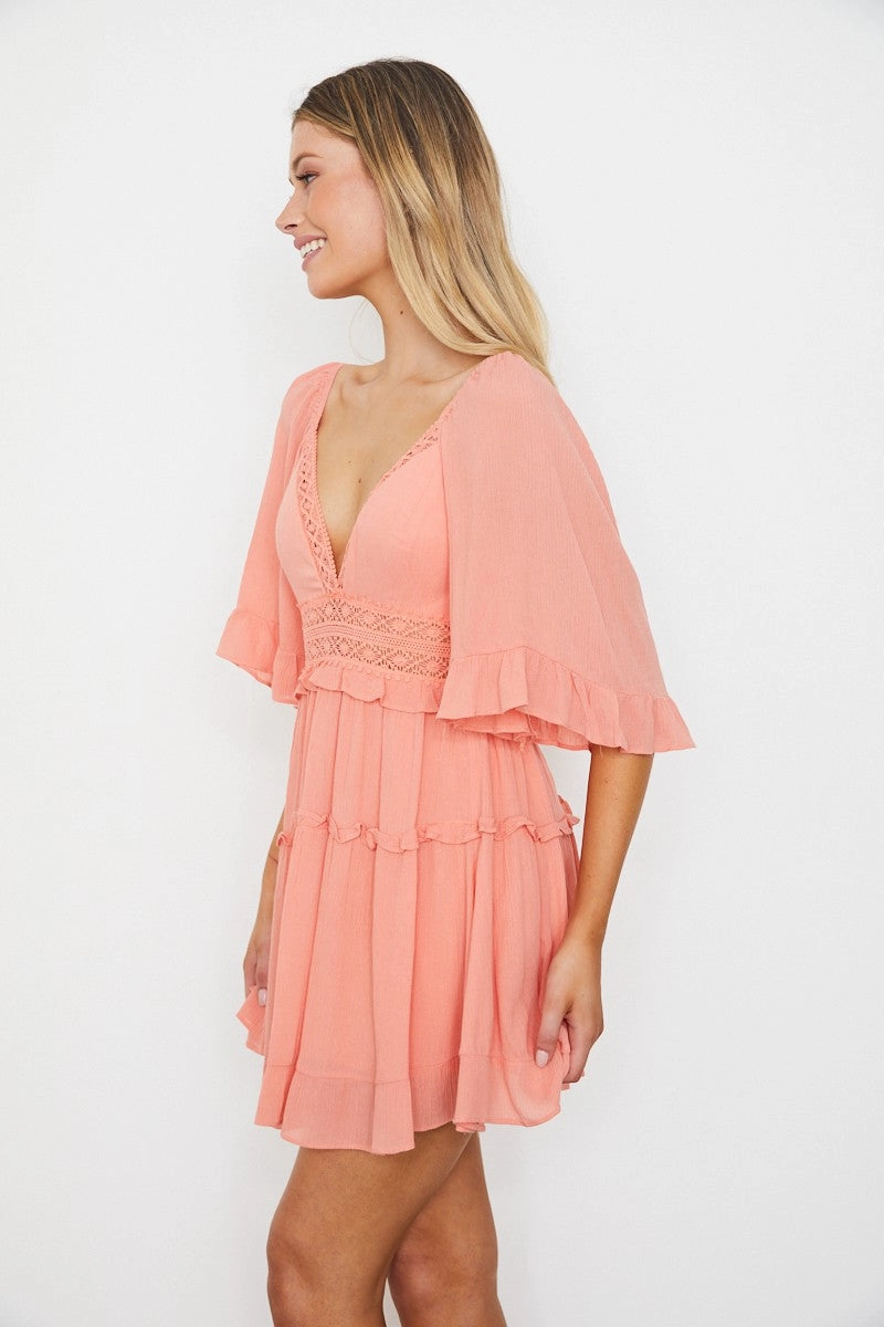 Peach Blossom Ruffle Dress