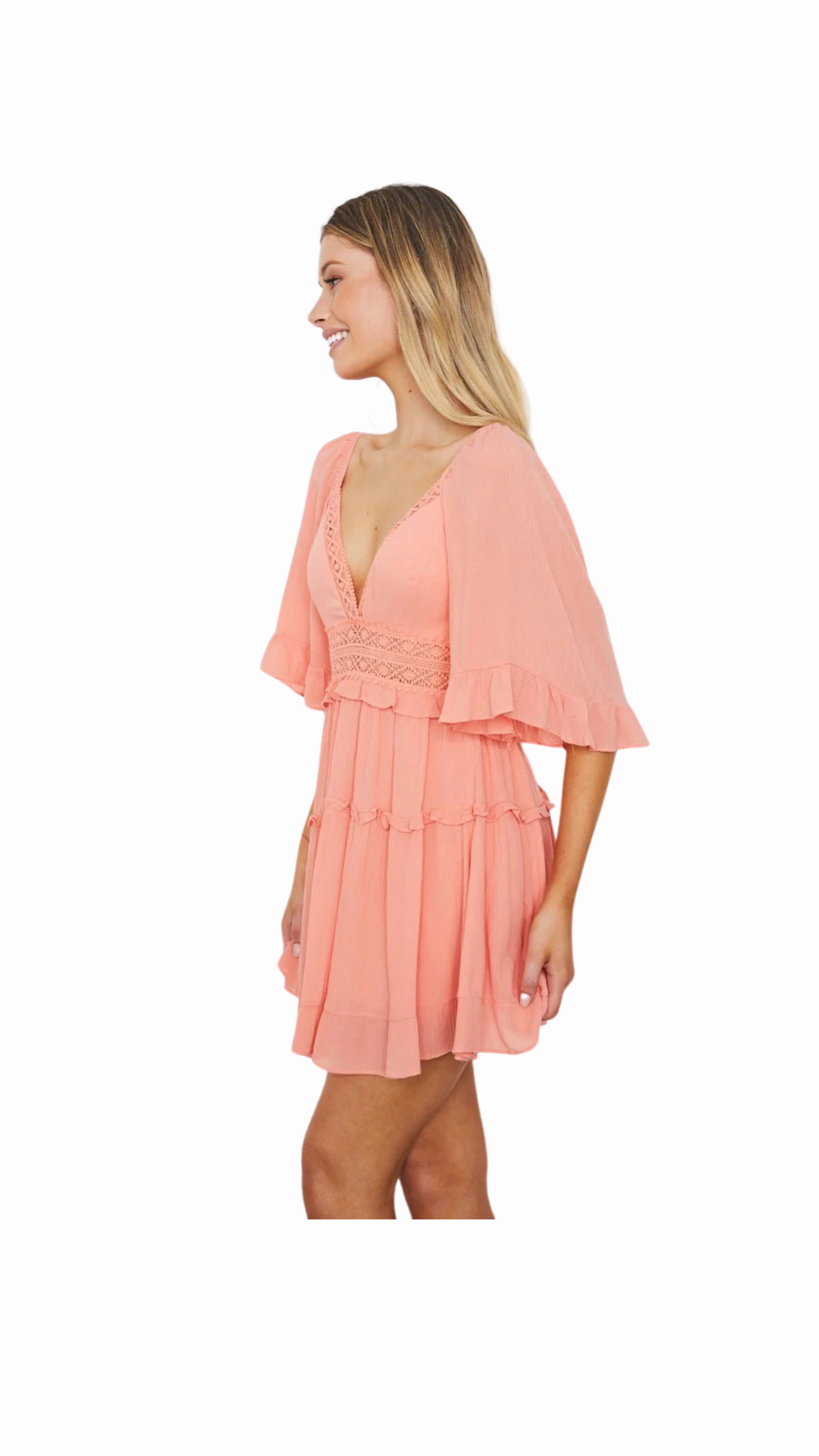 Peach Blossom Ruffle Dress