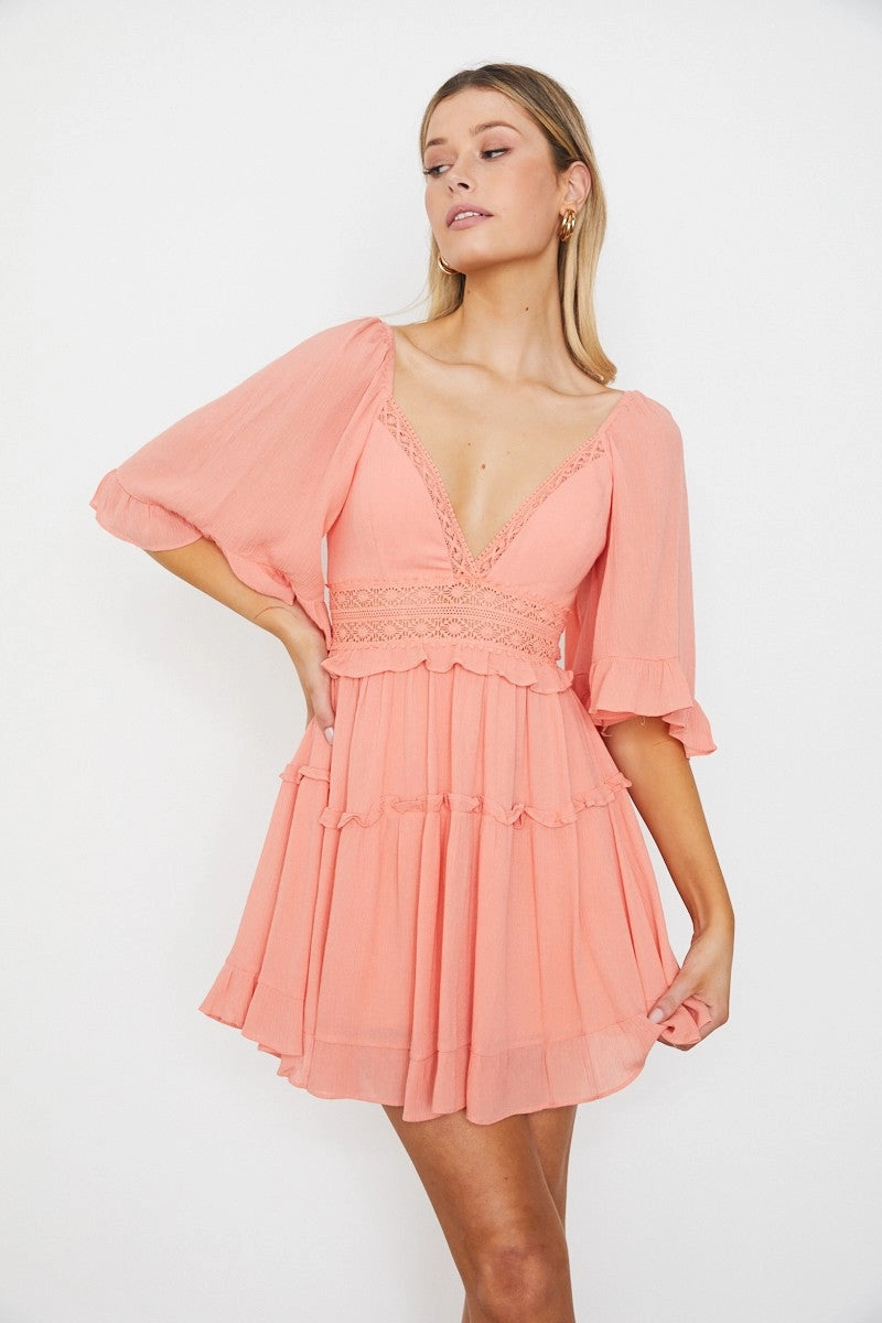 Peach Blossom Ruffle Dress
