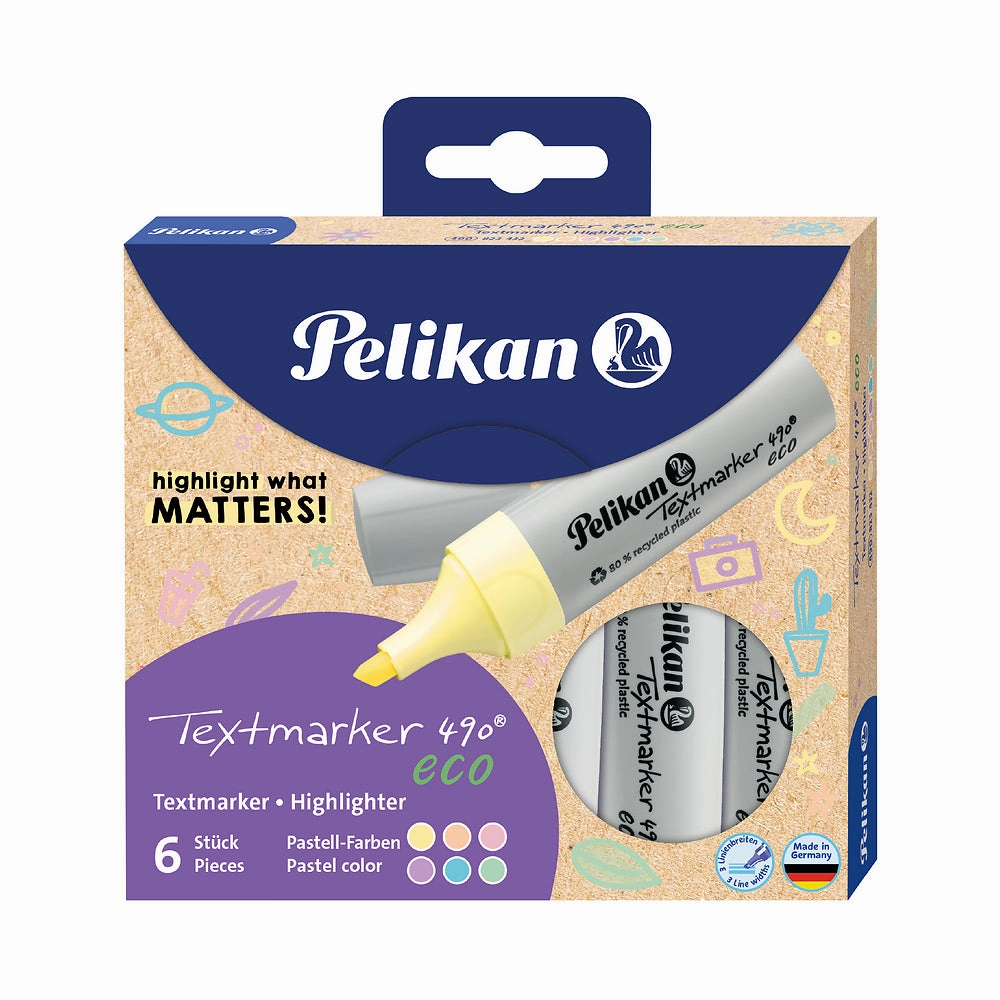 Pelikan Pastel Eco Highlighters, Pack of 6