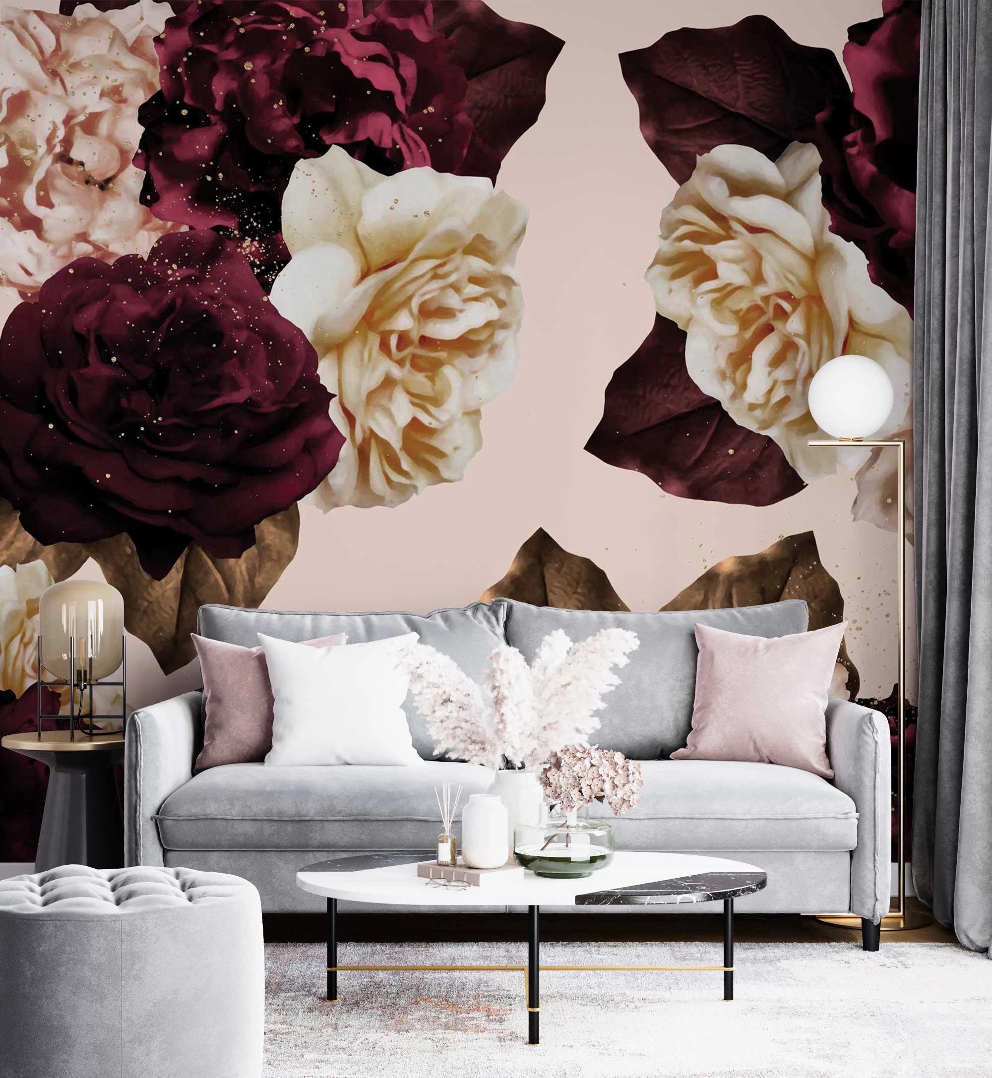 Perfection rose blush wall mural WIV-373 - Elegant Floral Wall Mural & Wallpaper for a Timeless Interior