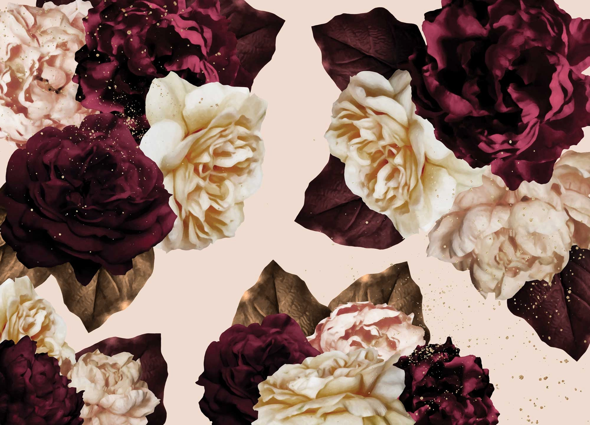 Perfection rose blush wall mural WIV-373 - Elegant Floral Wall Mural & Wallpaper for a Timeless Interior