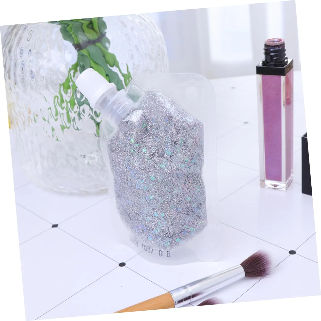 POPETPOP Pcs Sequins Gel for Face Makeup Highlighter Glitter Body Gel Silver Silky Shine for Parties and Daily Use
