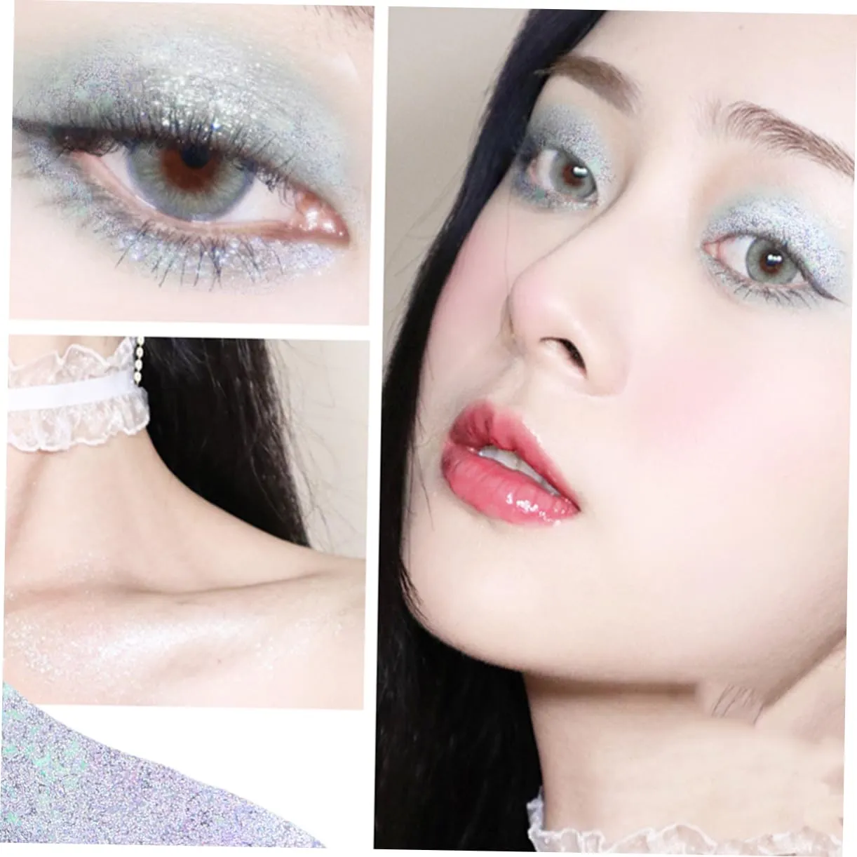POPETPOP Pcs Sequins Gel for Face Makeup Highlighter Glitter Body Gel Silver Silky Shine for Parties and Daily Use