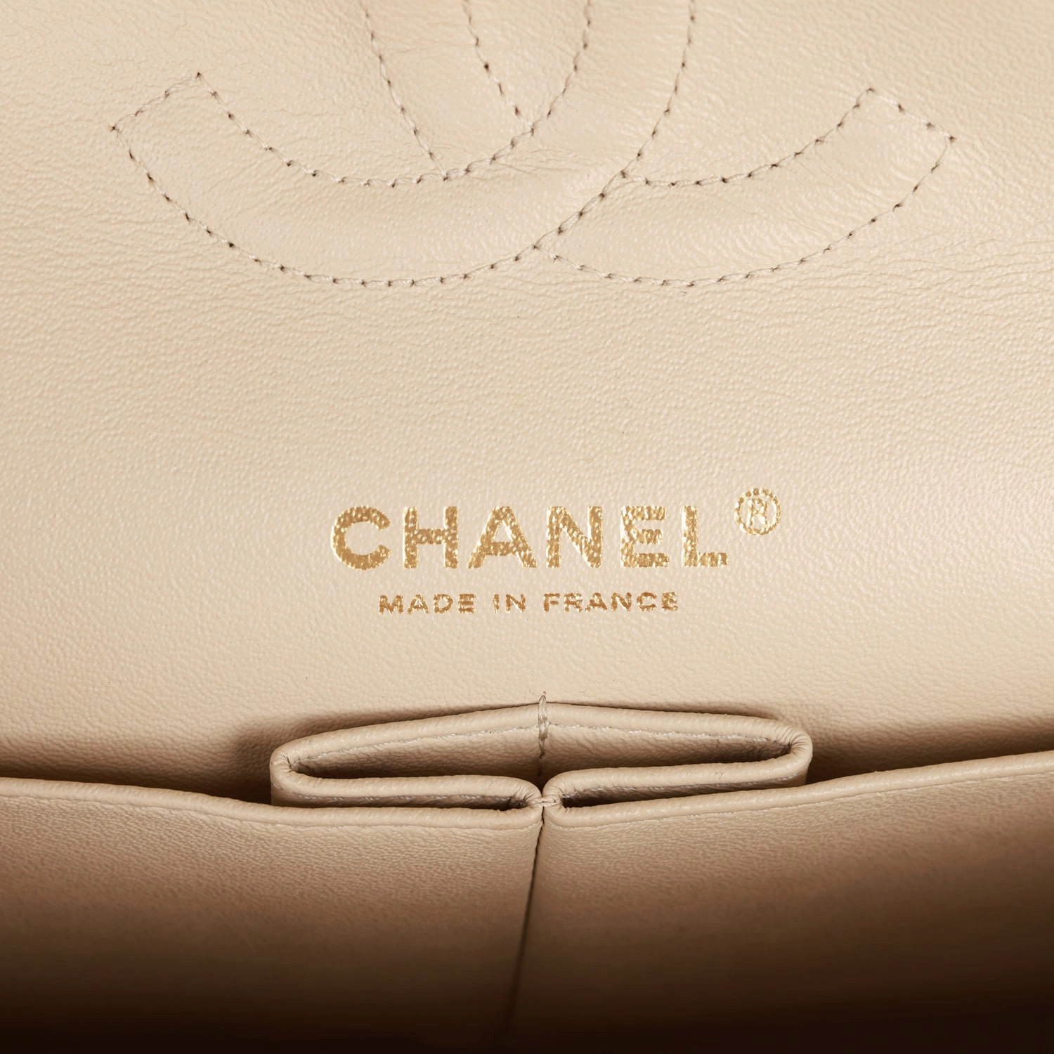 Pre-owned Chanel Medium Classic Double Flap Bag Black and Beige Striped Silk Light Gold Hardware