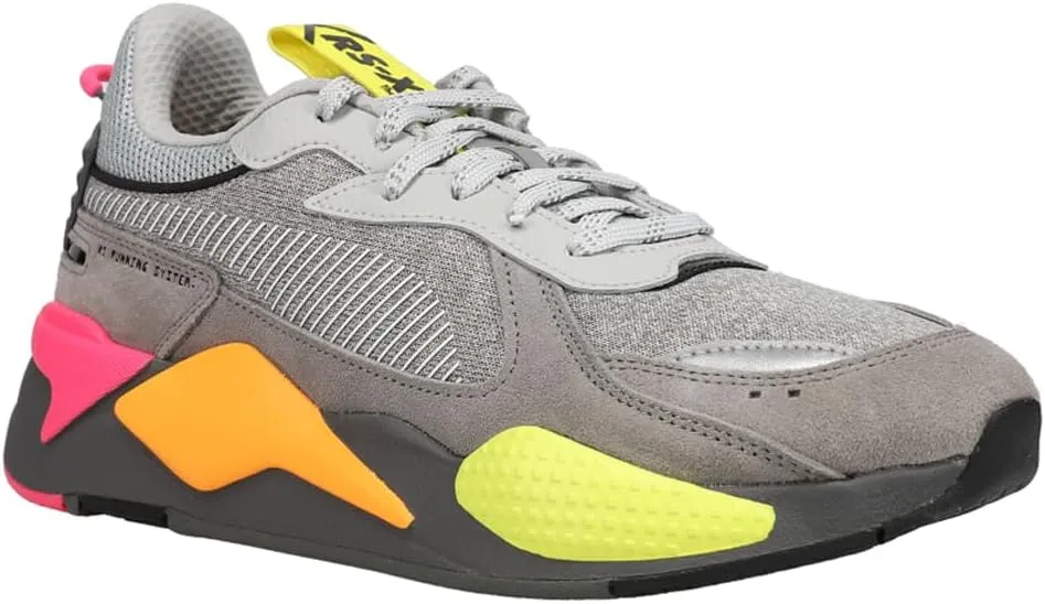 PUMA Mens Rs-X Highlighter Lace Up Sneakers Shoes Casual - Grey, Orange, Pink