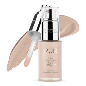 PUR Beauty 4-in-1 Love Your Selfie Foundation & Concealer - Longwear Full Coverage Liquid Makeup Foundation with Hydrating Blend for Refined-Looking, Natural Beauty Glow, Skin Texture & Tone
