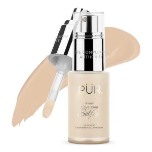 PUR Beauty 4-in-1 Love Your Selfie Foundation & Concealer - Longwear Full Coverage Liquid Makeup Foundation with Hydrating Blend for Refined-Looking, Natural Beauty Glow, Skin Texture & Tone