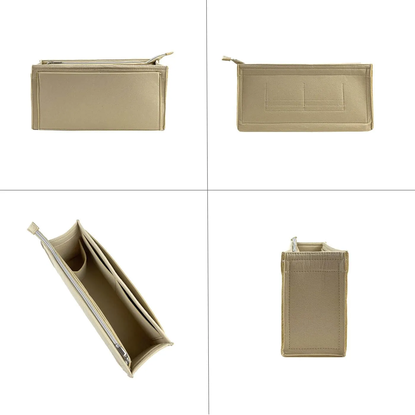Purse Organizer Compatible with Telfar Bag Medium, Tote Bags Organizer Insert with Silver Zipper Pouch, 3MM Premium Felt Insert for Handbag, Sturdy and Durable (For Telfar Medium Shopping Bag, Beige)