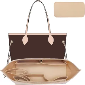Purse Organizer Insert Compatible with Neverfull GM and More, Bag Liner Shaper for Tote Handbags, Beige, XL