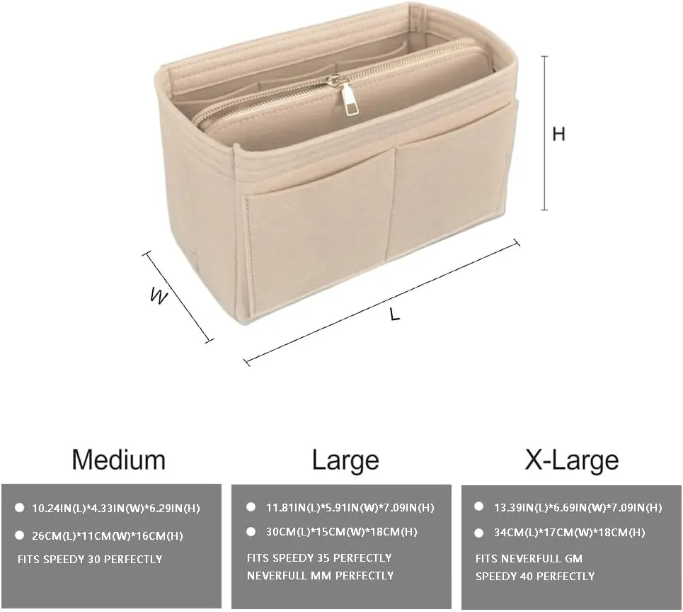 Purse Organizer Insert，Lady Purse Organizer，Handbag divider organize，Tote Purse Insert Bag Perfect for Handbagand More (Beige, M)