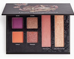 Reina Rebelde Multi-Palette Face   Eyes Color Eyeshadow Blush & Highlighter Palette (Presumida) - Matte Violet, Matte Terracotta, Rose Gold Shimmer, Fire Shimmer, Mauve Blush, Warm Peach Highlight