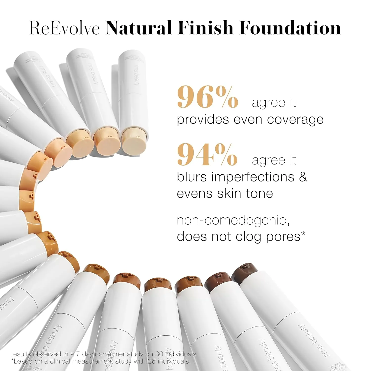 RMS Beauty ReEvolve Natural Finish Foundation - Liquid Foundation Face Makeup, Makeup Foundation Skin Tint, Refillable Foundation Pump Make Up