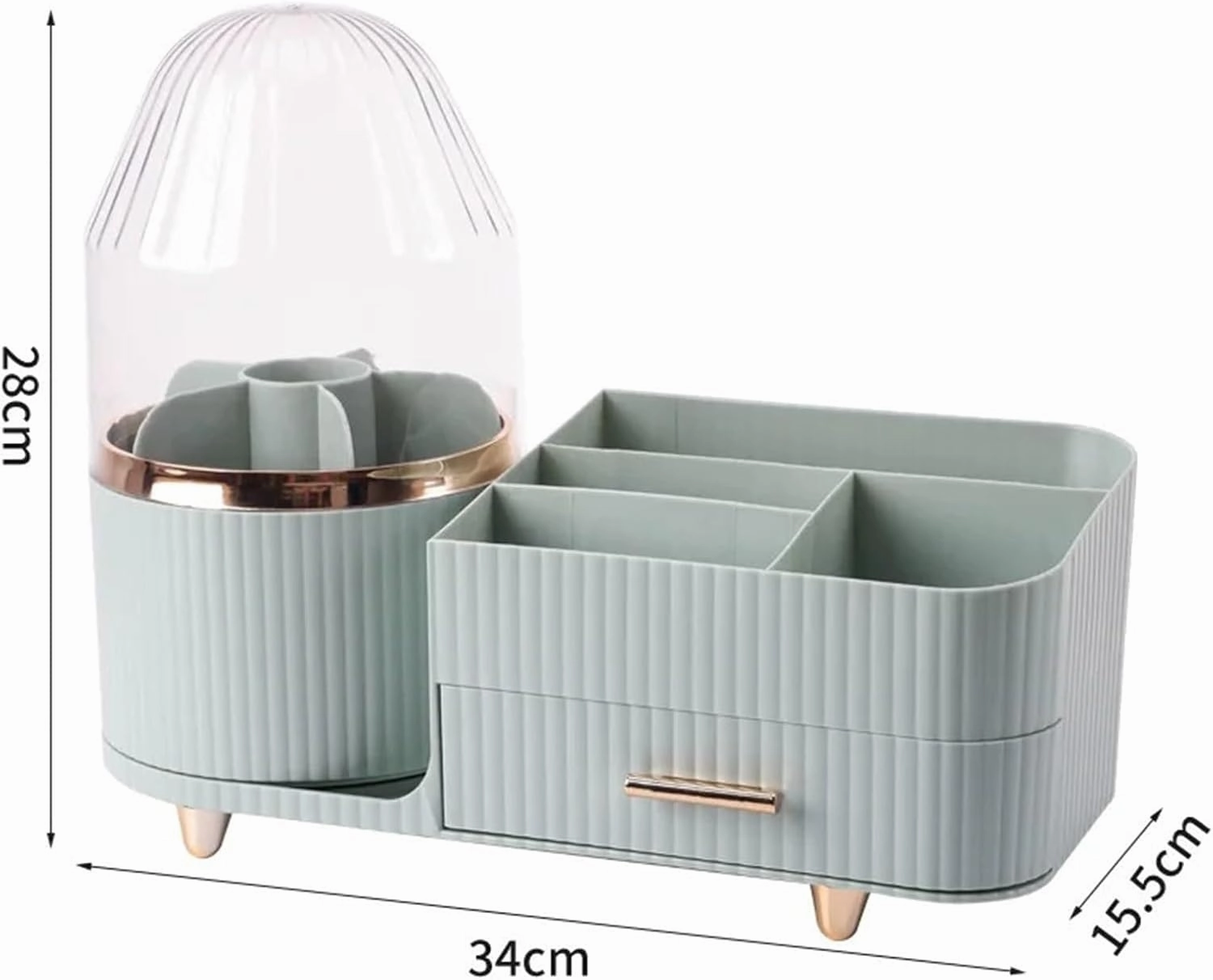 Rotating Cosmetic Storage Box Holder Desktop Makeup Brushes Organizer Countertop Portable Lipstick Eyeliner Stand Boxes(Green)