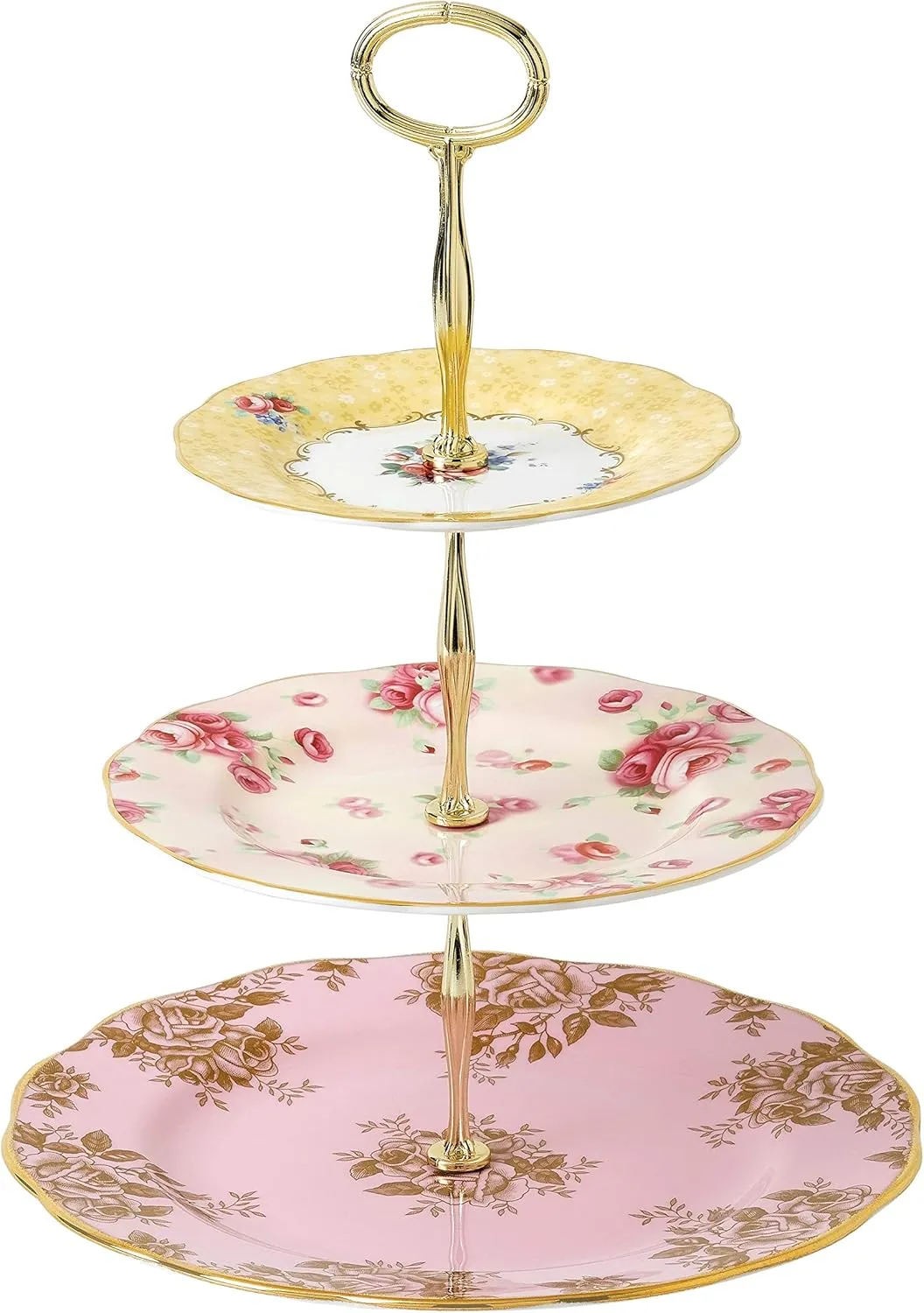 Royal Albert 100 Years Cake Stand Three-Tier (Bouquet, Rose Blush & Golden Rose)