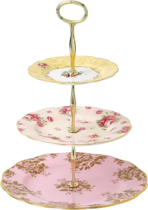 Royal Albert 100 Years Cake Stand Three-Tier (Bouquet, Rose Blush & Golden Rose)