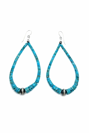 Santo Domingo Turquoise Heishi Loop Earrings