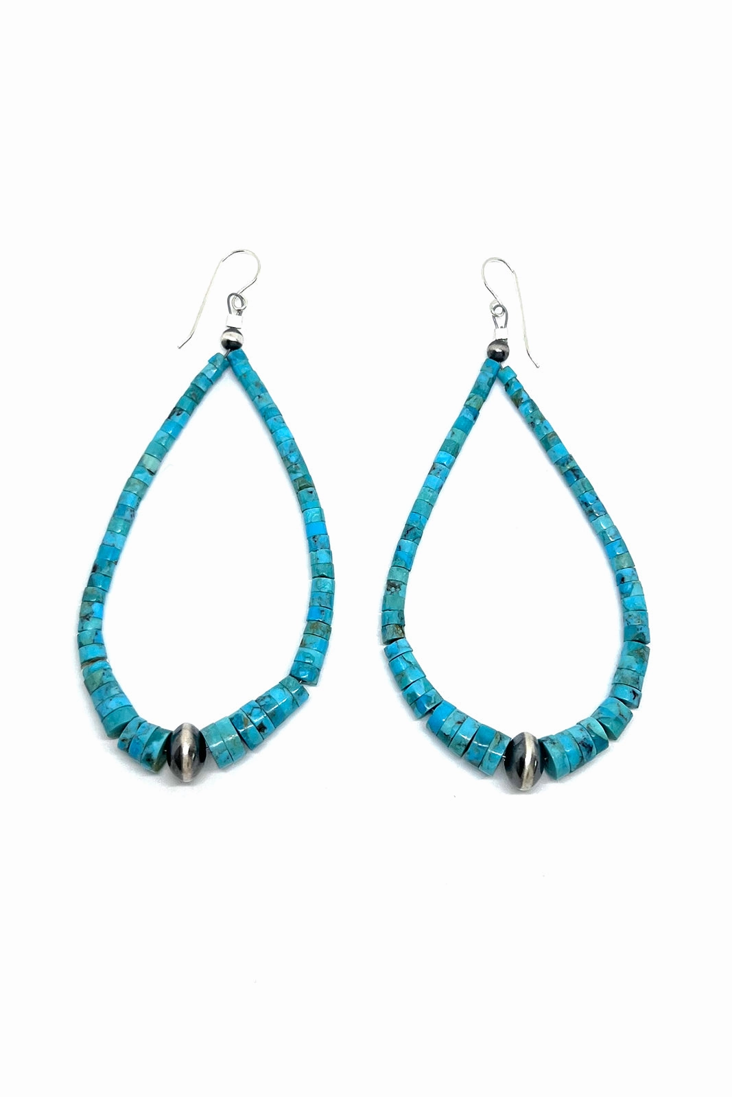 Santo Domingo Turquoise Heishi Loop Earrings