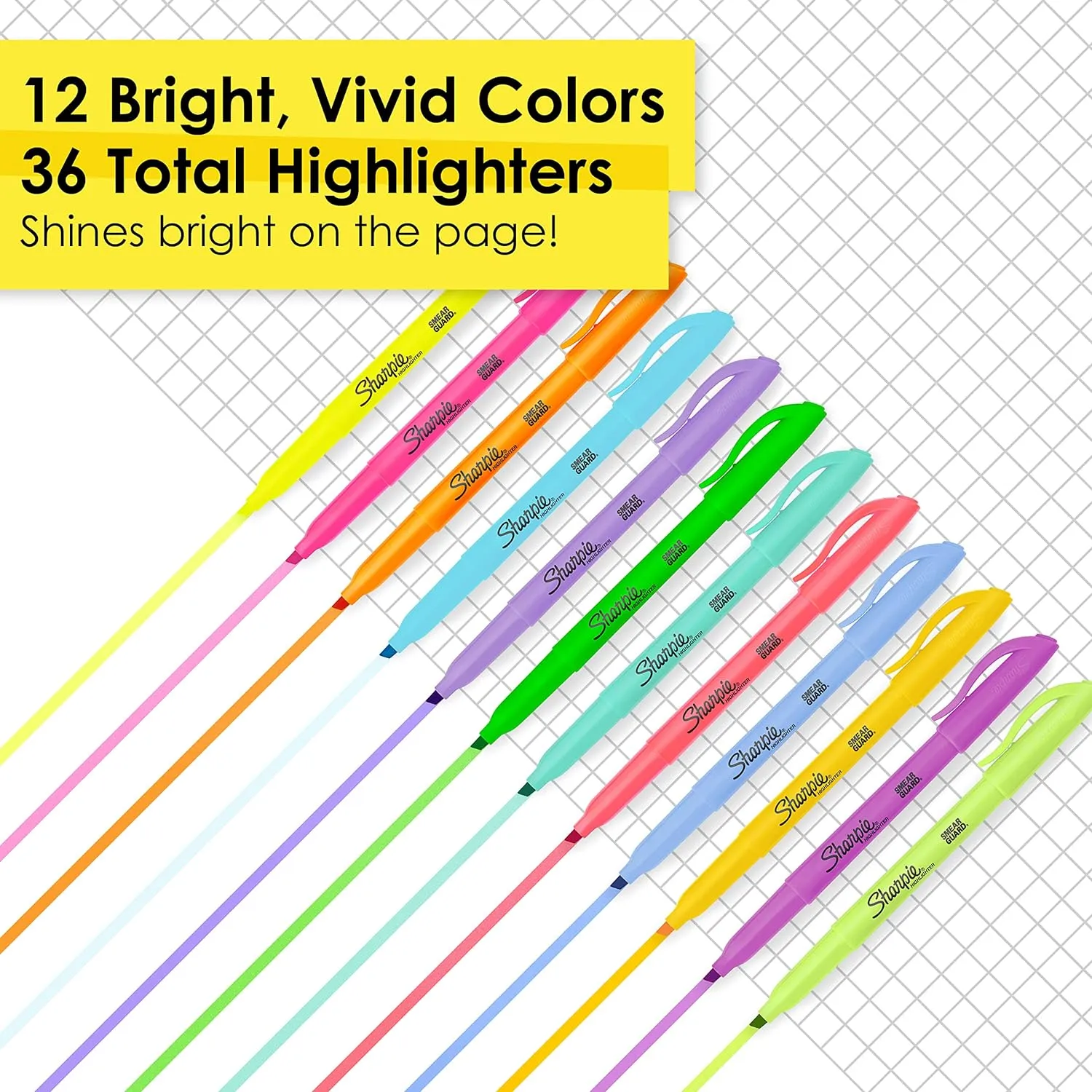 SHARPIE Pocket Highlighters Narrow Chisel Tip 12 Assorted Fashion Colors 36 Count
