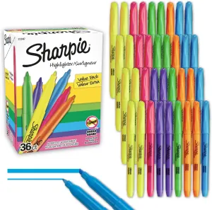 Sharpie Pocket Highlighters Narrow Chisel Tip Highlighter Marker Set Pack Of 36 In 6 Assorted Fluorescent And Pastel Highlighters Ideal For Office Teacher And School Supplies