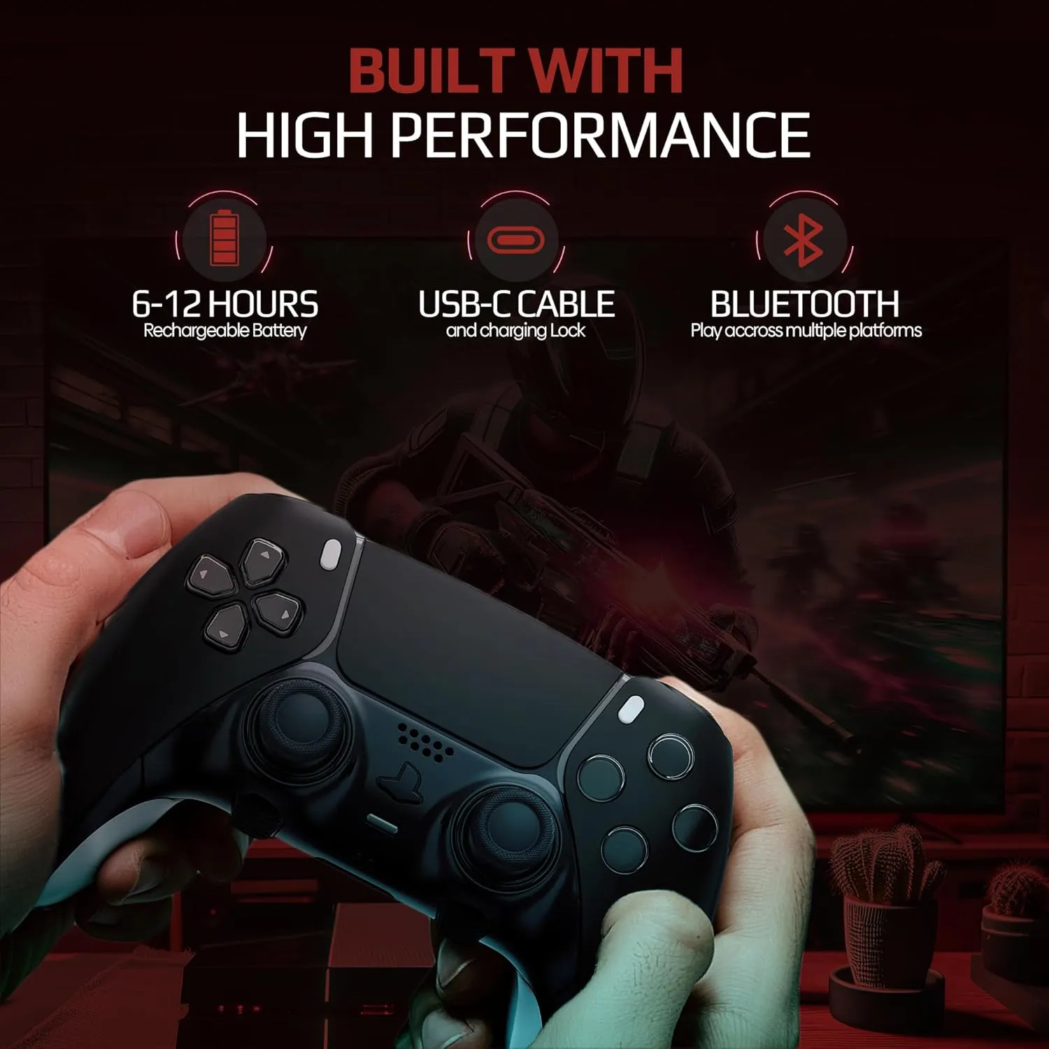 Silent Modz Edge Custom Controllers Compatible with PS5, PC & Mobile Gaming - Wireless, Paddles, Trigger Stops, Handcrafted in USA (Black Soft Touch)