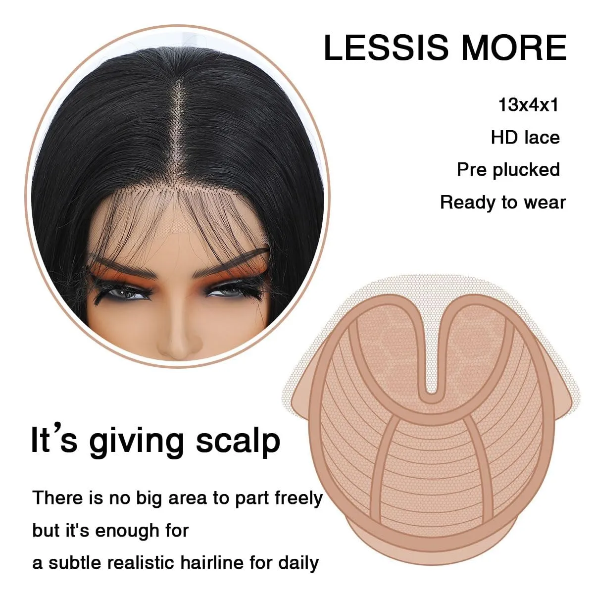 Silk Straight Synthetic Lace Front Wig Pre Plucked Wear And Go Glueless Wig HD Synthetic Lace Front Wigs for Women 180 Density 26 inch Black Natural Looking Hair (Black)