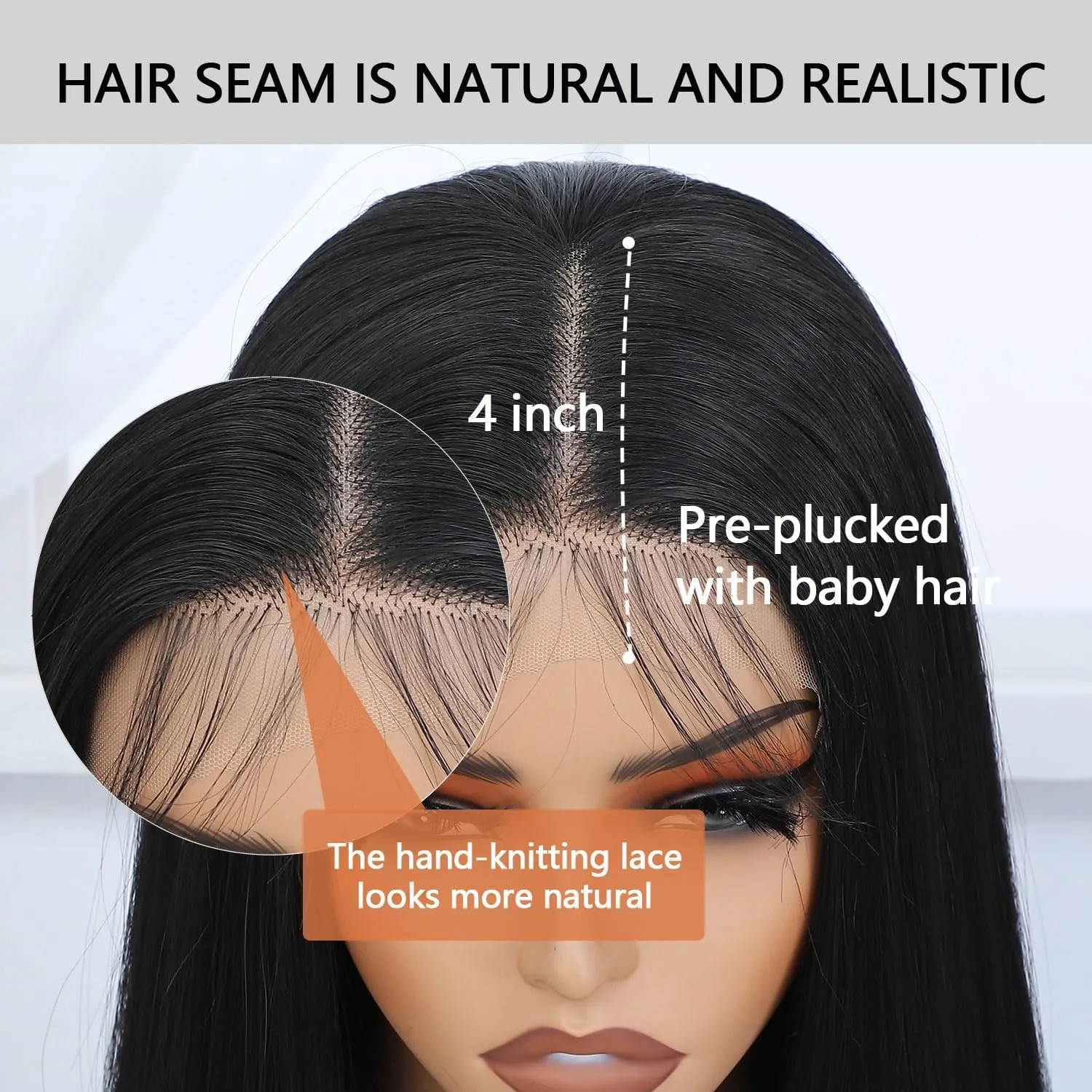 Silk Straight Synthetic Lace Front Wig Pre Plucked Wear And Go Glueless Wig HD Synthetic Lace Front Wigs for Women 180 Density 26 inch Black Natural Looking Hair (Black)