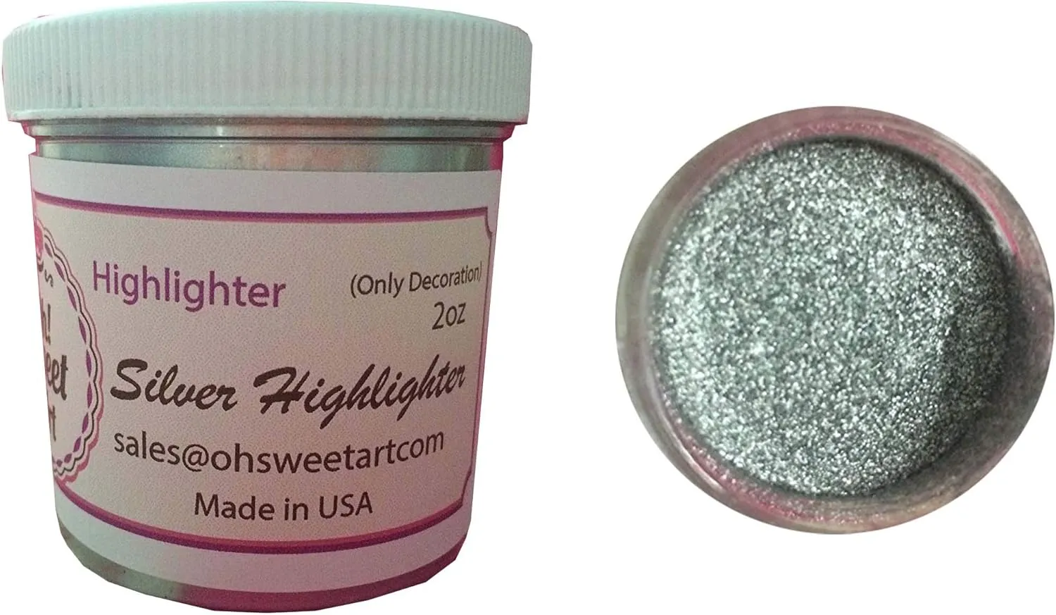 SILVER HIGHLIGHTER 2 Oz OUNCES Container By Oh! Sweet Art