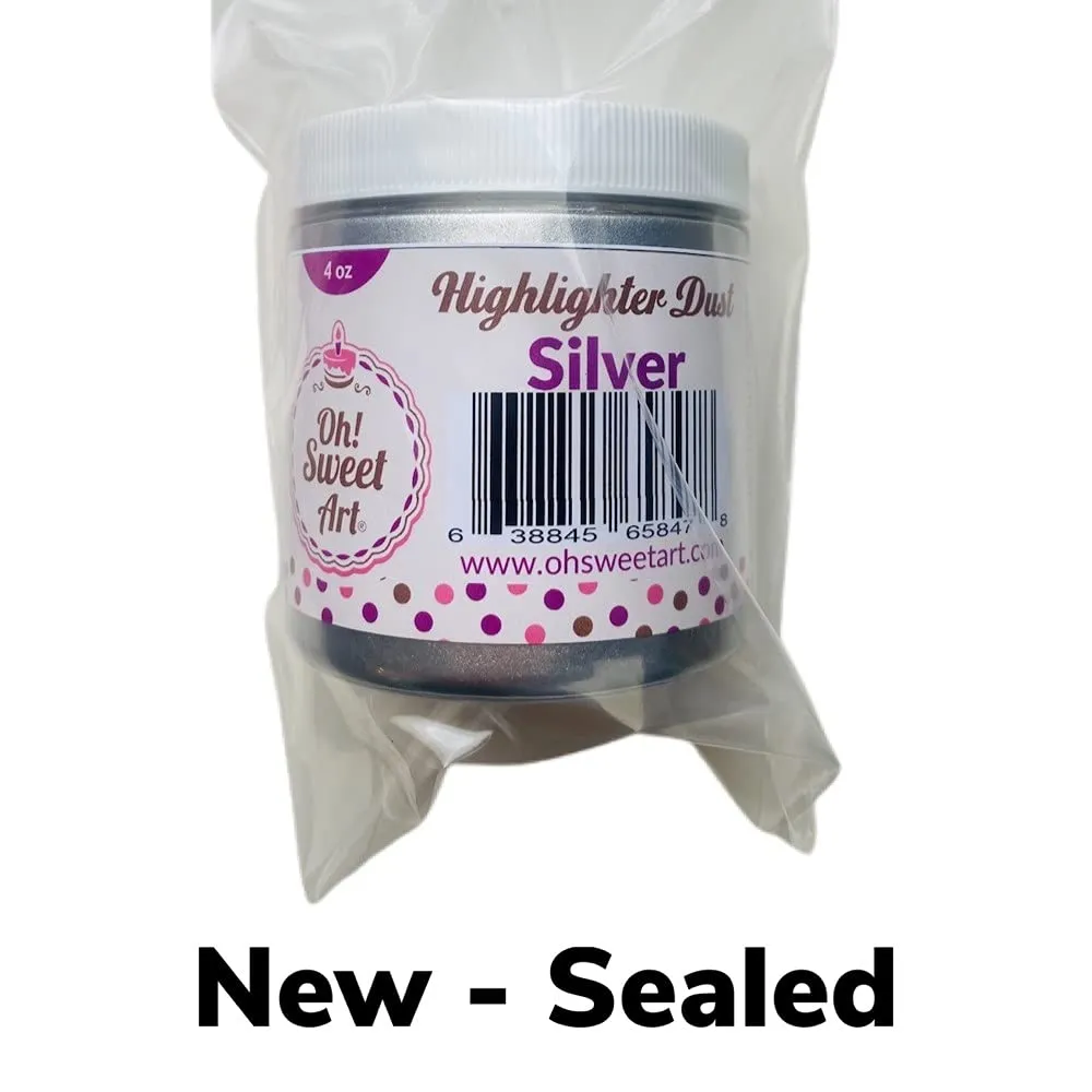 SILVER HIGHLIGHTER DUST Metallic 4 Oz OUNCES Container By Oh! Sweet Art