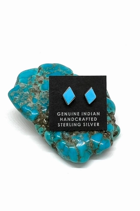 Sleeping Beauty Turquoise Diamond Shaped Stud Earrings