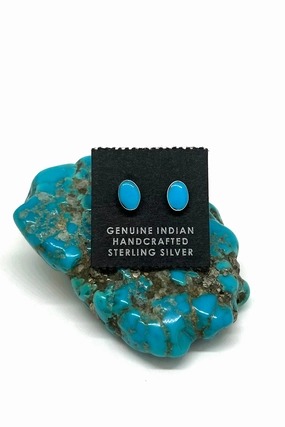 Sleeping Beauty Turquoise Oval Stud Earrings