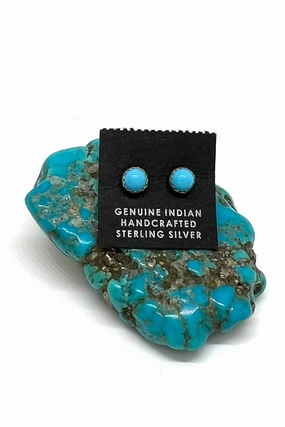 Sleeping Beauty Turquoise Round Stud Earrings
