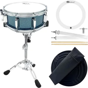 Snare Drum, Set for Kids Students Beginners Kit, 14 x 5.5 Comes with Stand Sticks, Key, Bag, Mute Pad and Adjustable Straps Strap, Mute Pad (Galaxy Blue)