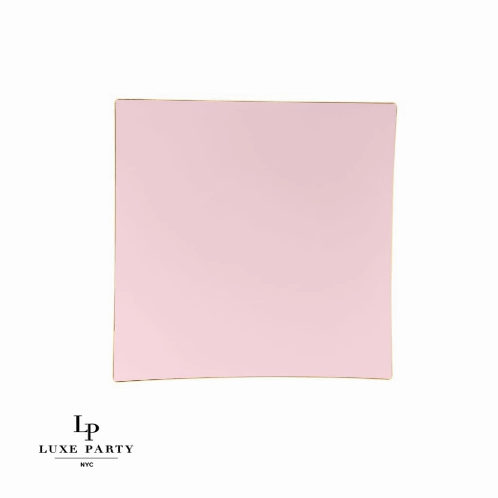 Square Coupe Blush • Gold Plastic Plates | 10 Pack