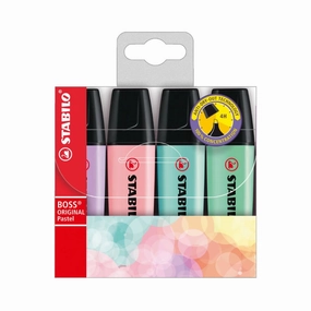 STABILO, Highlighter - BOSS ORIGINAL | Pastel Colors | Pack of 4.